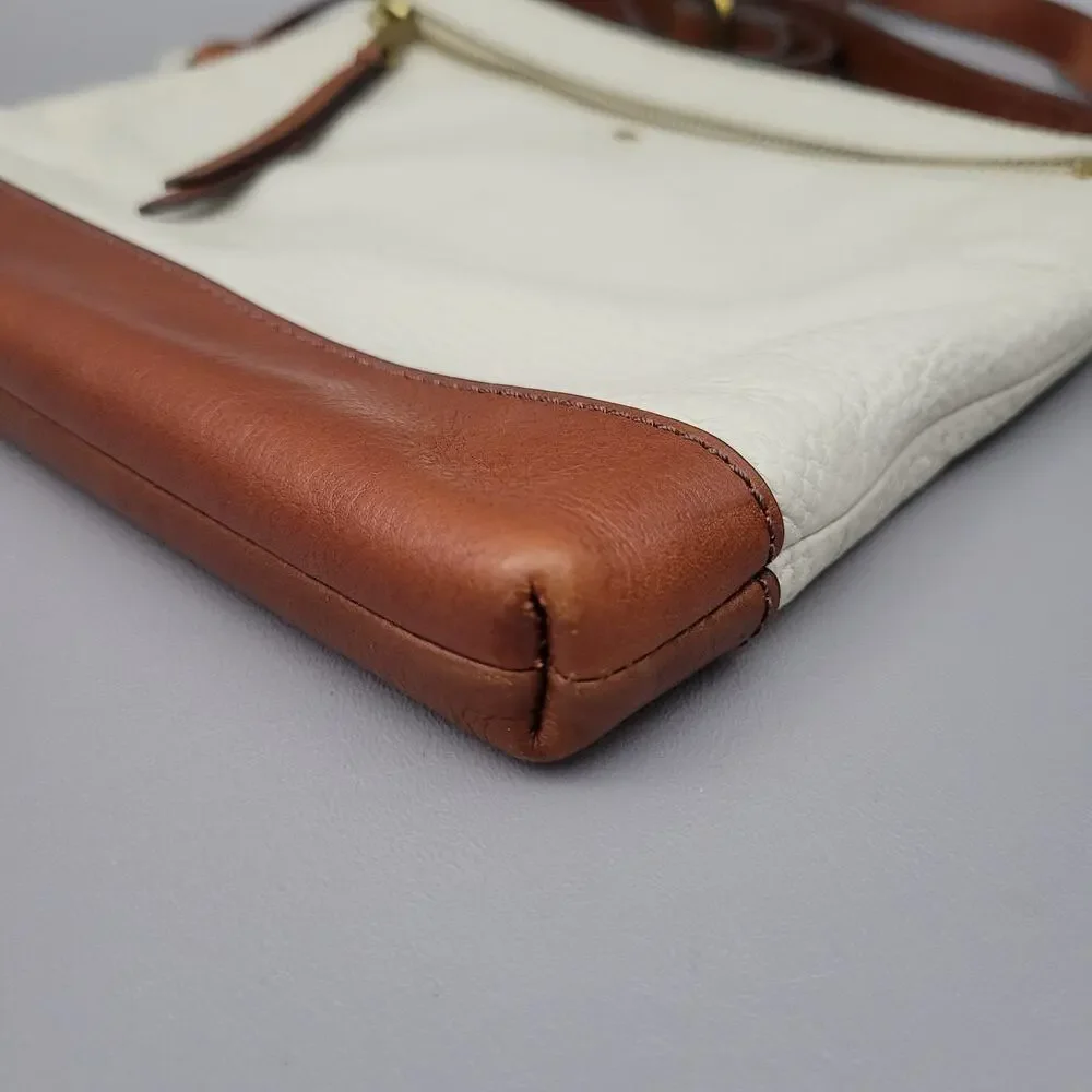 Fossil Fiona Crossbody Women's Purse Small Off White Brown Straps Key Vintage